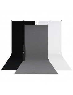 KIT SUPPORT DE FOND X-DROP PACK DE 3 BLANC GRIS NOIR 1.50X3.70M