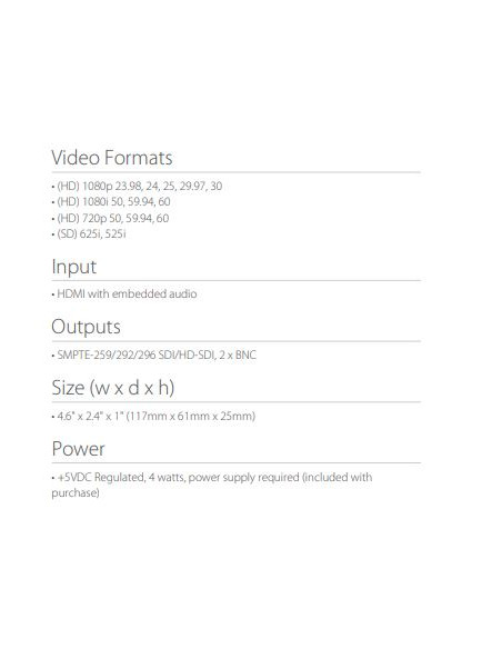 CONVERTISSEUR AJA HA5 HDMI vers HD-SDI/SDI