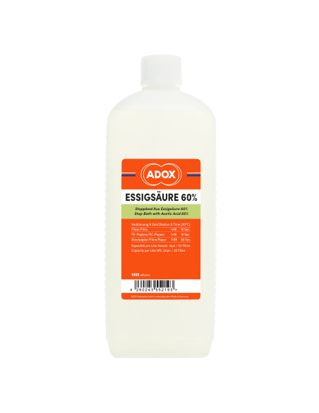 BAIN D'ARRET LIQUIDE ADOX ACIDE ACETIQUE 60% 1L