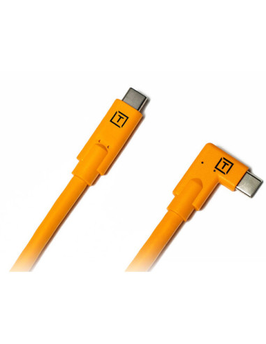 CABLE Tethertools Cable USB-C vers USB-C ORANGE 4.6 M COUDE