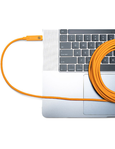 CABLE Tethertools Cable USB-C vers USB-C ORANGE 4.6 M COUDE