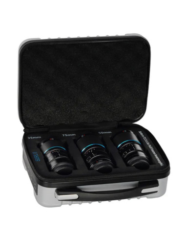 KIT OBJECTIF SIRUI SATURN 1.6X CARBON FULL FRAME ANAMORPHIC E MOUNT 35MM/50MM/75MM NEUTRAL FLARE